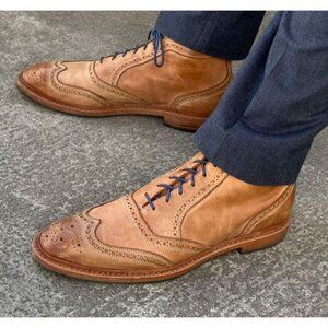 Allen Edmonds Hamilton Mens Brown Leather Cap Toe Boots Lace Up Size 10